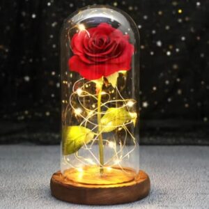 Lámpara de cristal con rosa